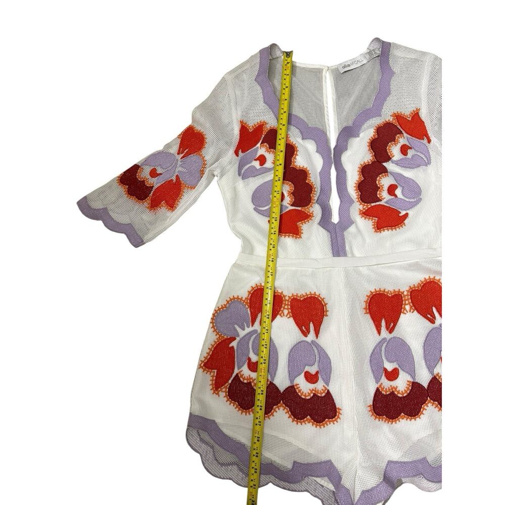 Alice McCall Embroidered Mesh Never Ever Playsuit Romper Size US 8 White Purple - Picture 10 of 10
